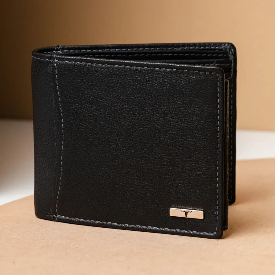 Exquisite Urban Forest Gents Wallet in Black Made of Genuine Leather
