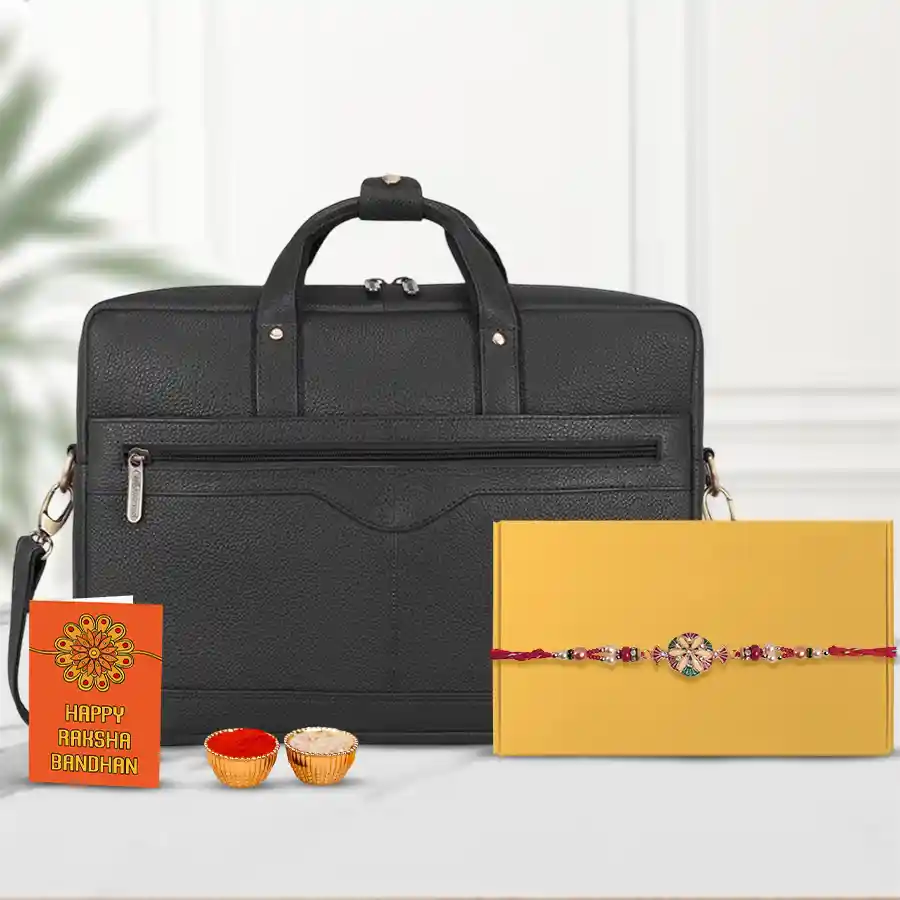 Rakhi Elegance Kundan Rakhi with Expandable Laptop Bag