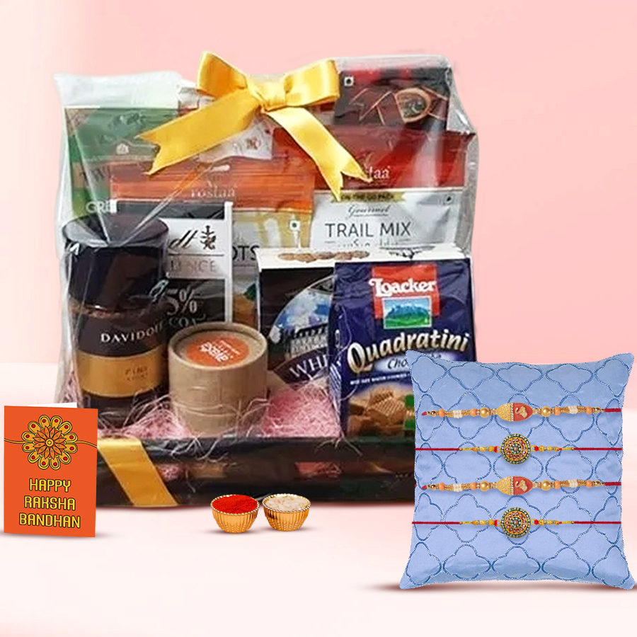 Dazzling Bracelet Rakhi with Joyful Gourmet Treat Hamper