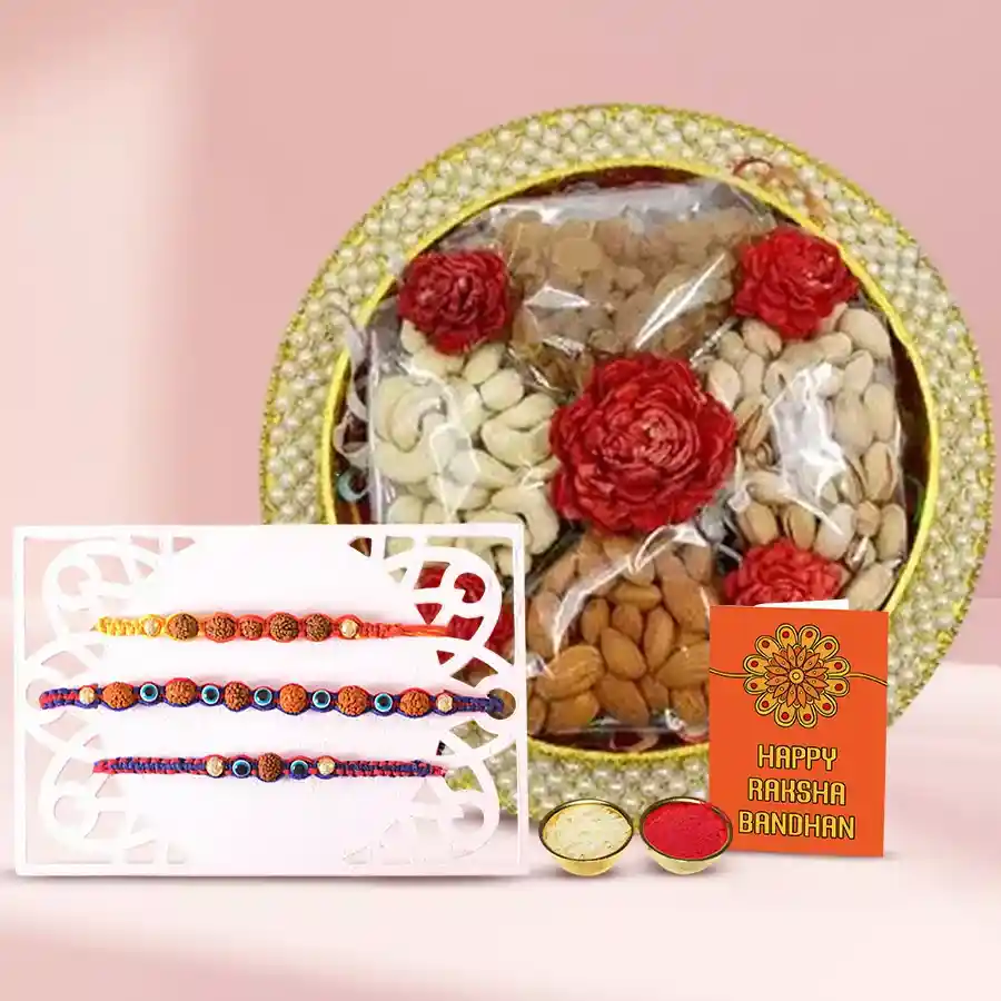 Angelic Rudrakhsha Rakhi with Dry Fruits