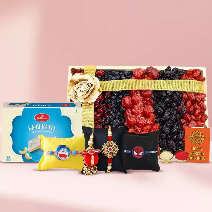 Family Rakhi with Diva Dry Fruits