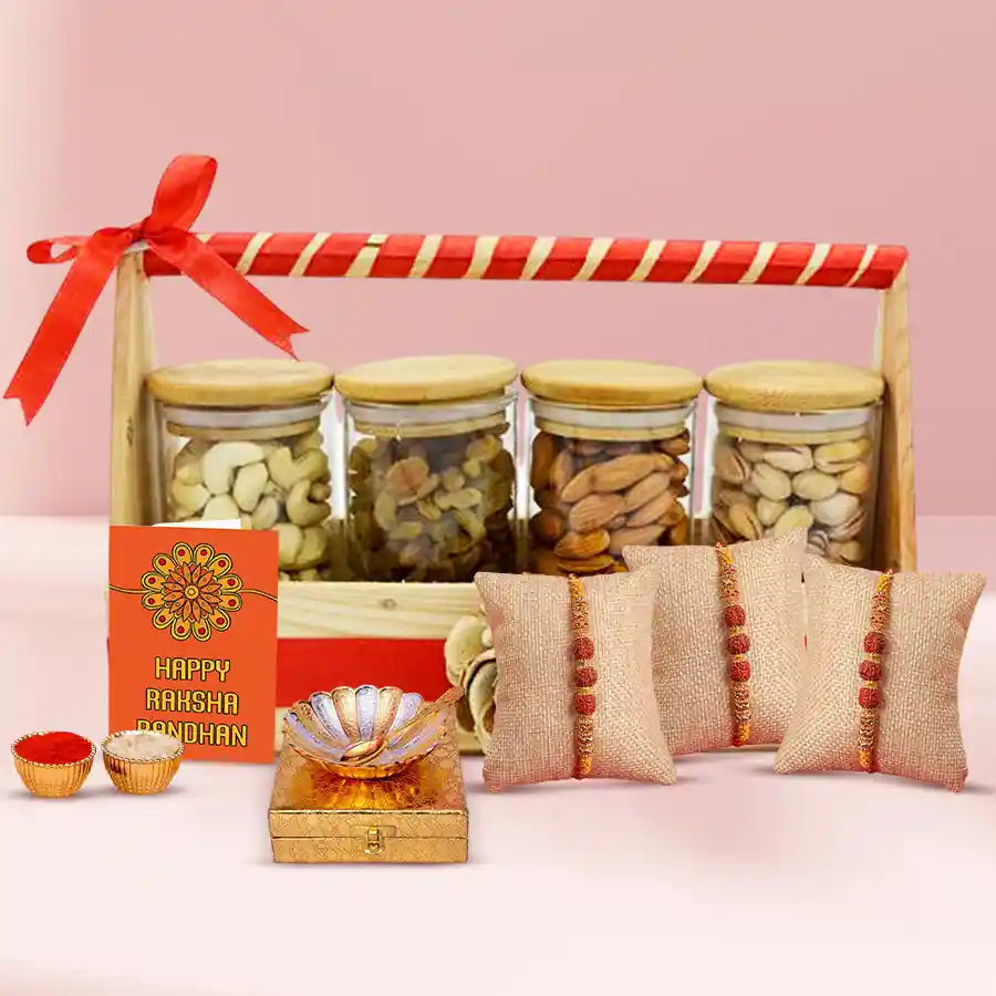 Rudraksha Rakhi n Dry Fruits Medley