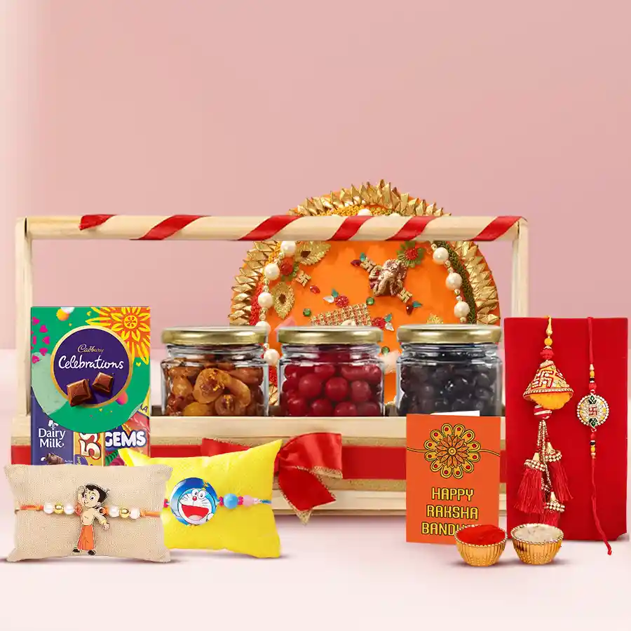 Savoury Dry Fruits N Family Rakhi Sets