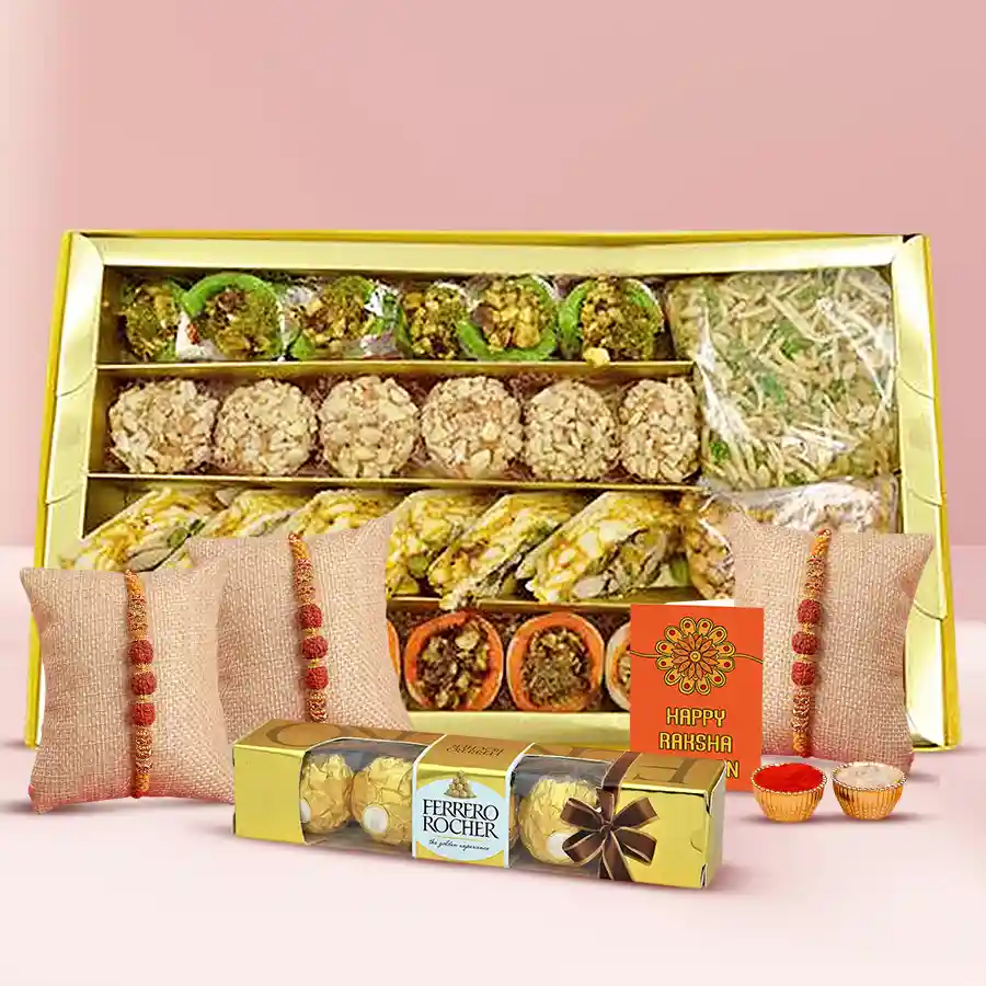 Rudraksha Rakhi N Sweet hamper