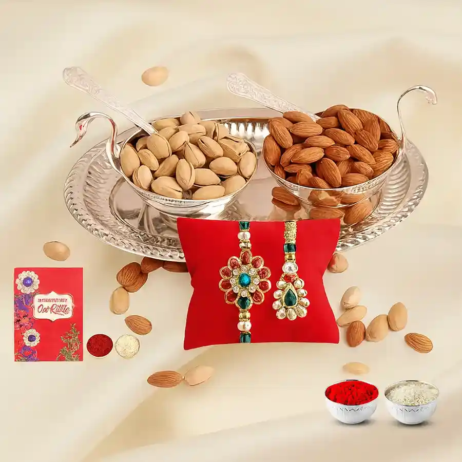 Rock-on Salted Dry Fruits Baskets N Bhai Bhabi Rakhi