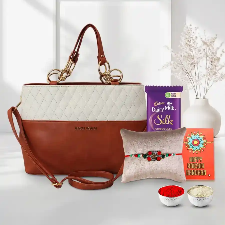 Sister Rakhi with Fancy Womens Leather Bag