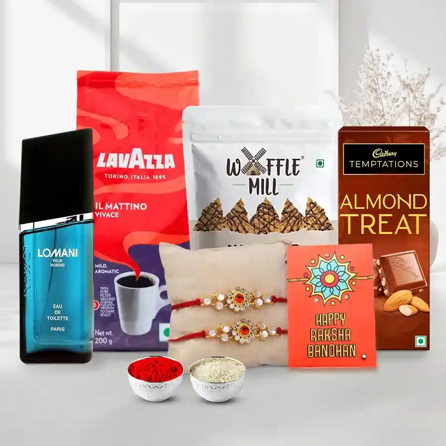 Lomani Pour Perfume with Twin Premium Rakhi for Bro