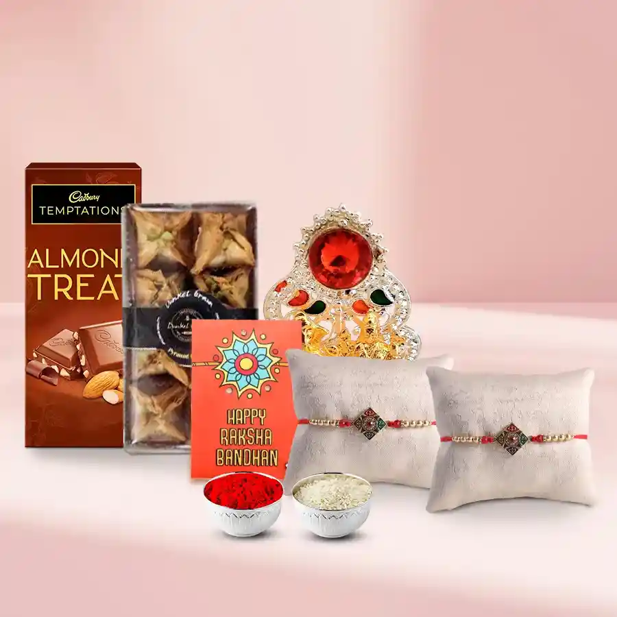 Embrace Pyramid Baklawa for Duo Rakhi n Cadbury Choco