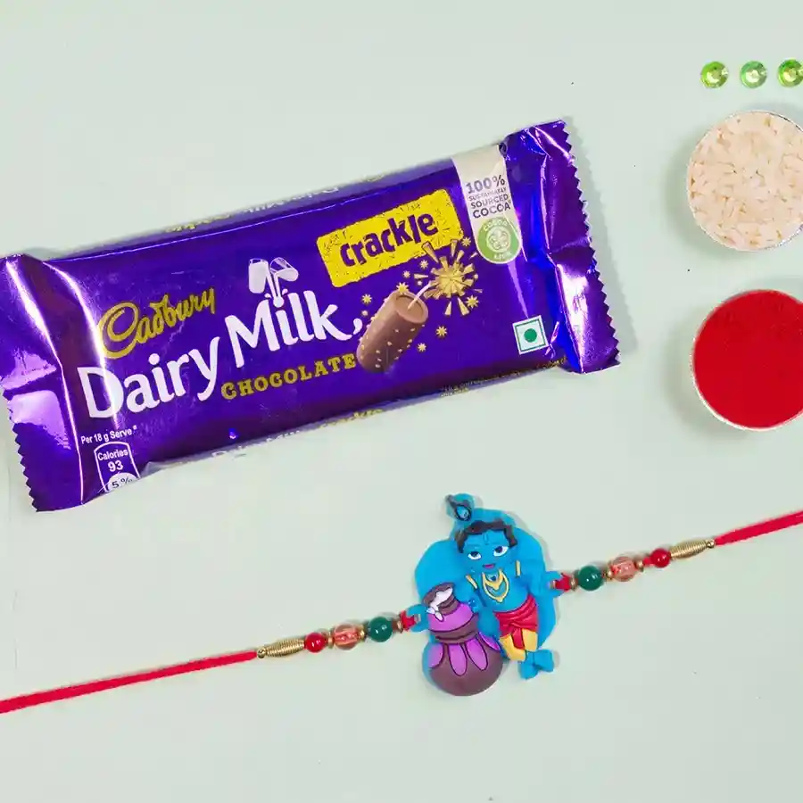 Elegant Krishna Rakhi with Chocolaty Bashes