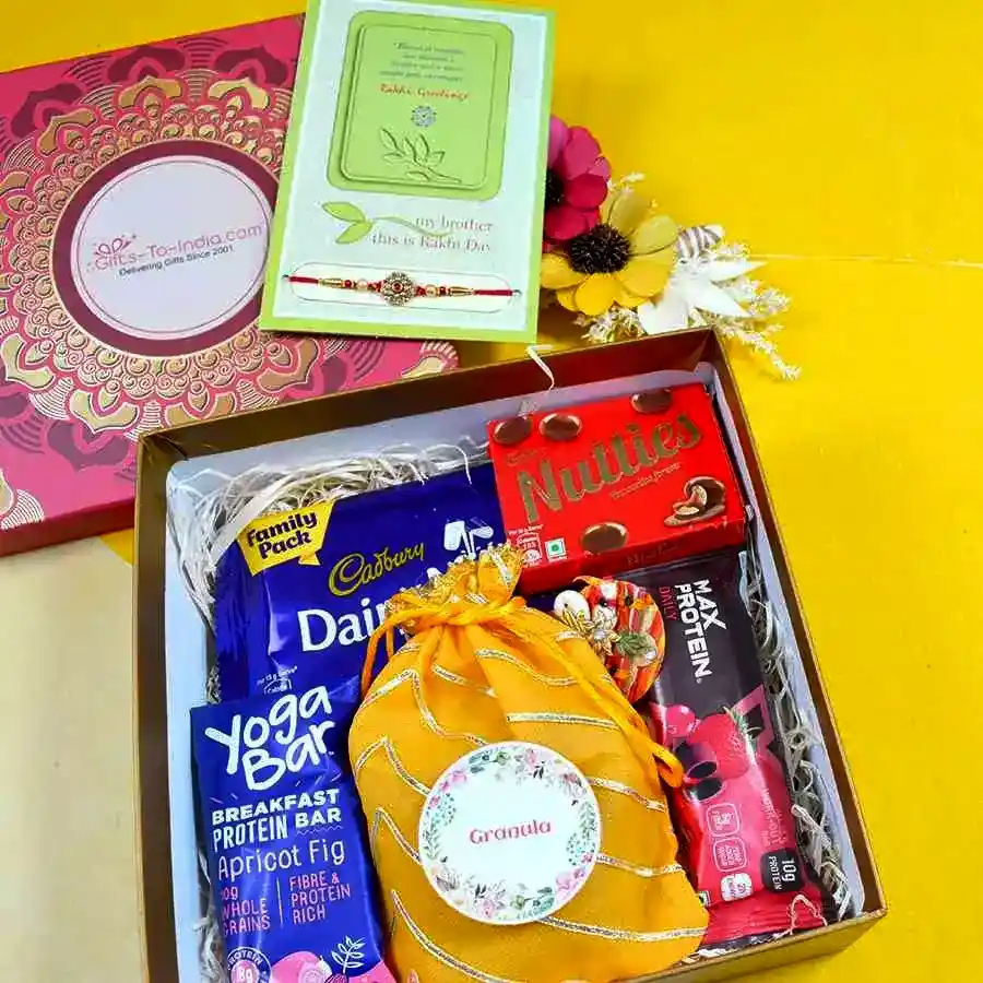 Delightful Snacks N Rakhi Card Combo