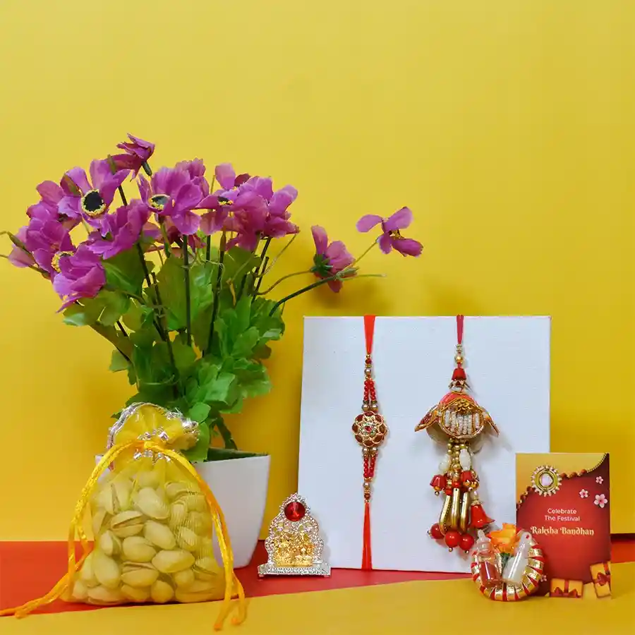 Couple Zardosi Rakhi Divinity Combo