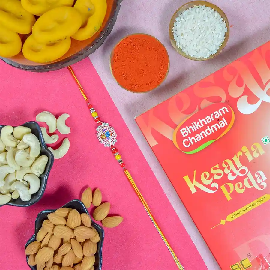 Beautiful Srinath Ji Rakhi with Sweets n Nuts