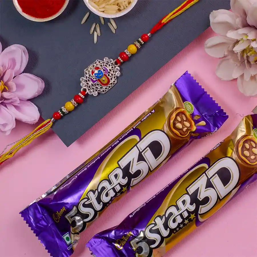 Holy Shreenath Rakhi N 5 Star 3D Combo