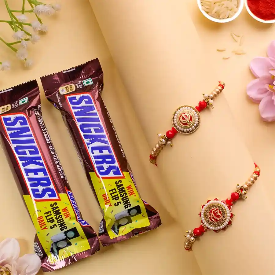 Traditional Punjabi Rakhi Set N Snickers Combo