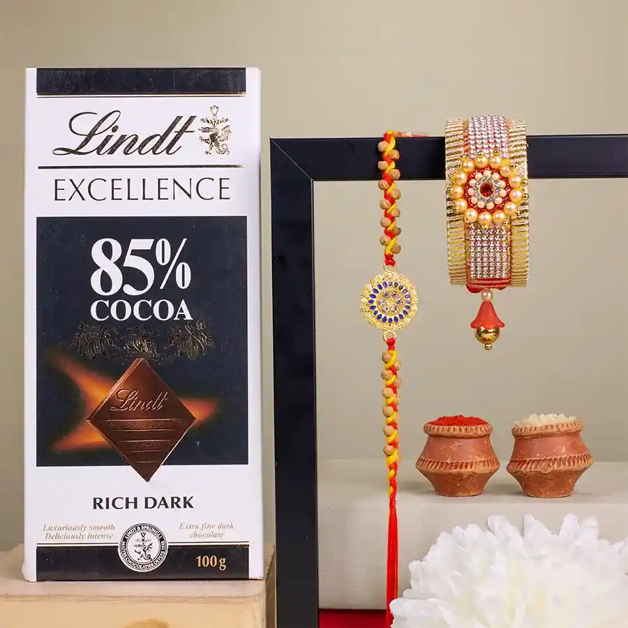 Fancy Bhai Bhabhi Rakhi N Lindt Chocolate Combo