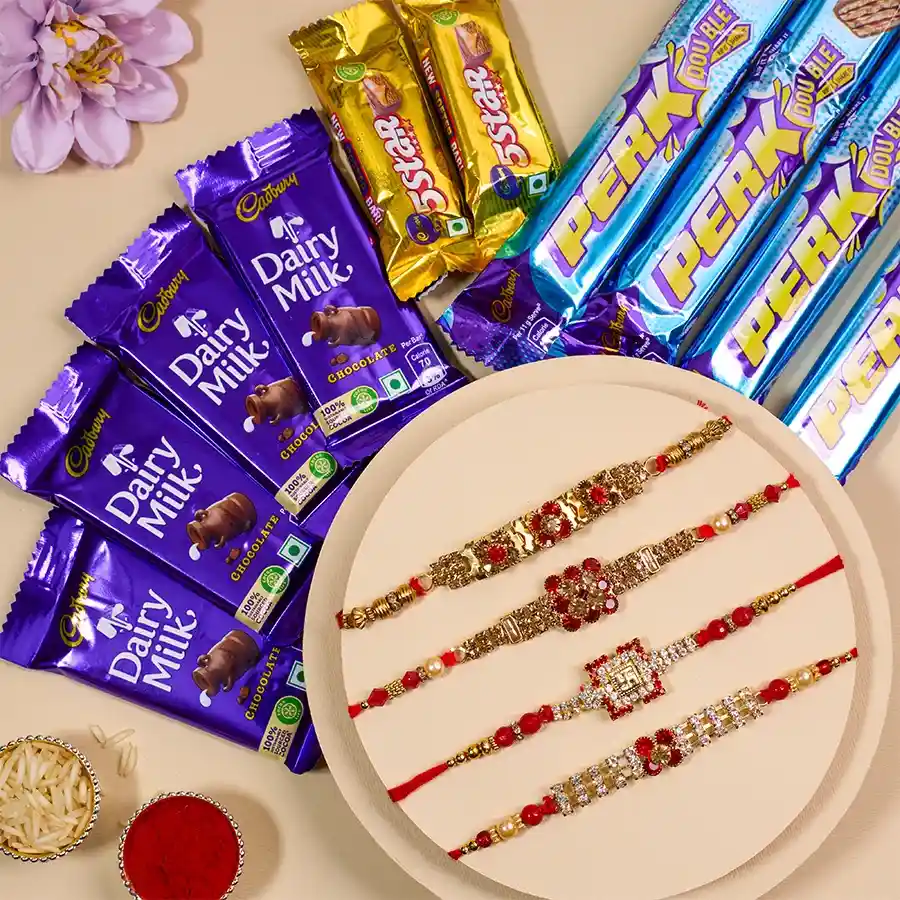 Graceful AD Rakhi Set N Chocolates Treat