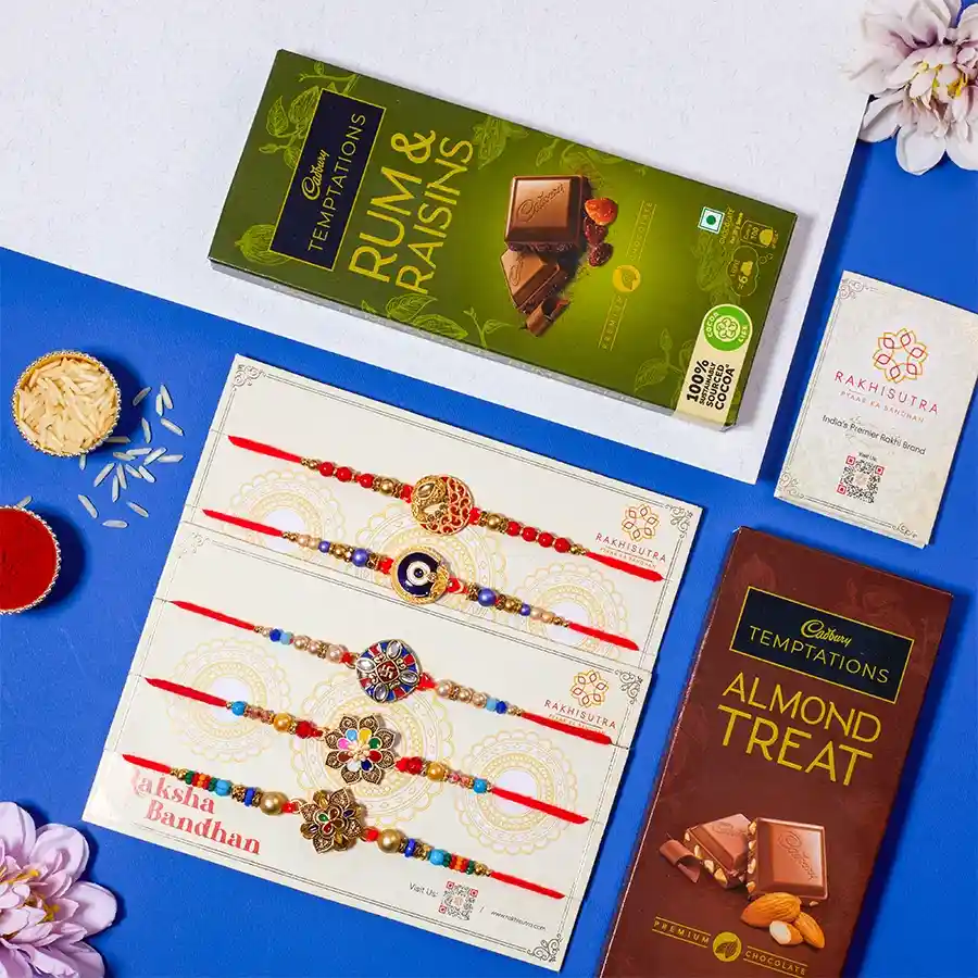 Impressive Rakhi Set N Cadbury Temptations Combo