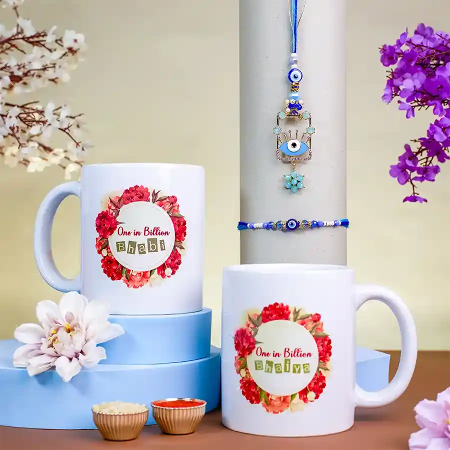 Raksha Bandhan Evil Eye Rakhi N Mug Set