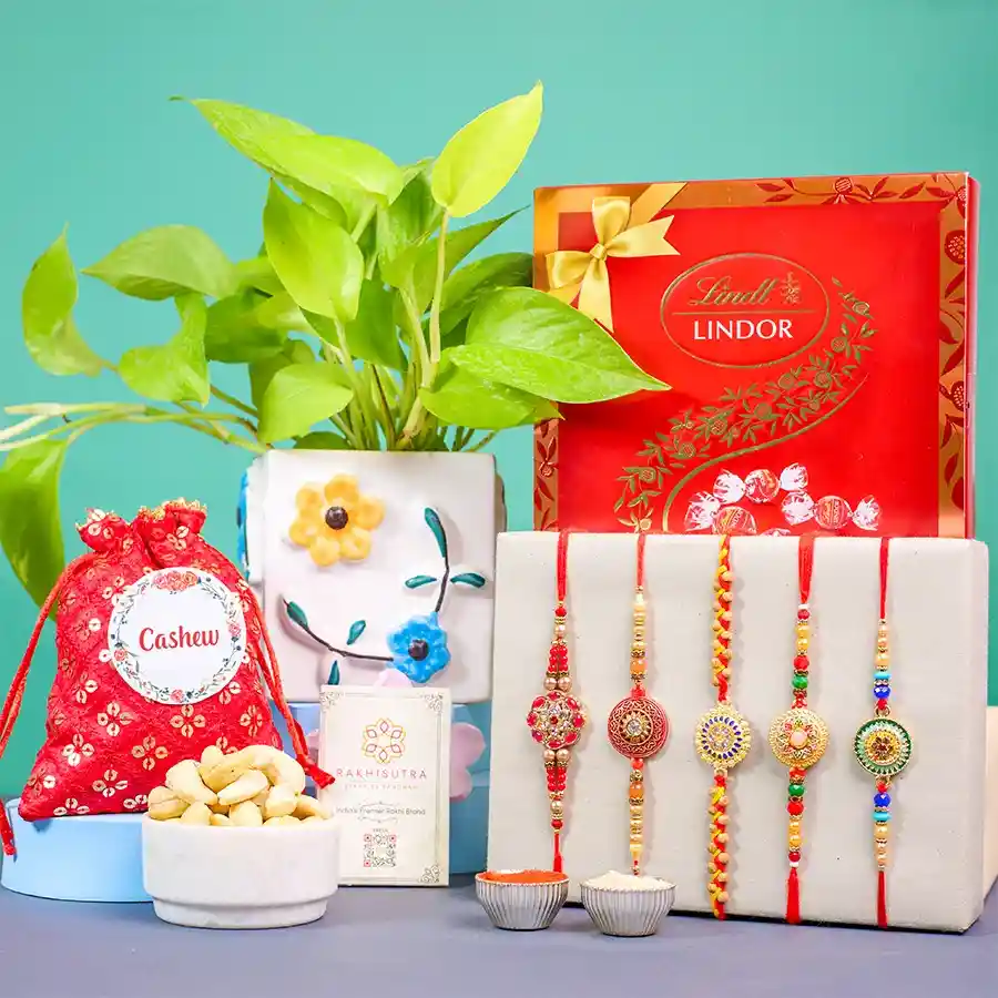 Stylish Rakhi Assortment with Chocolate N Blessings