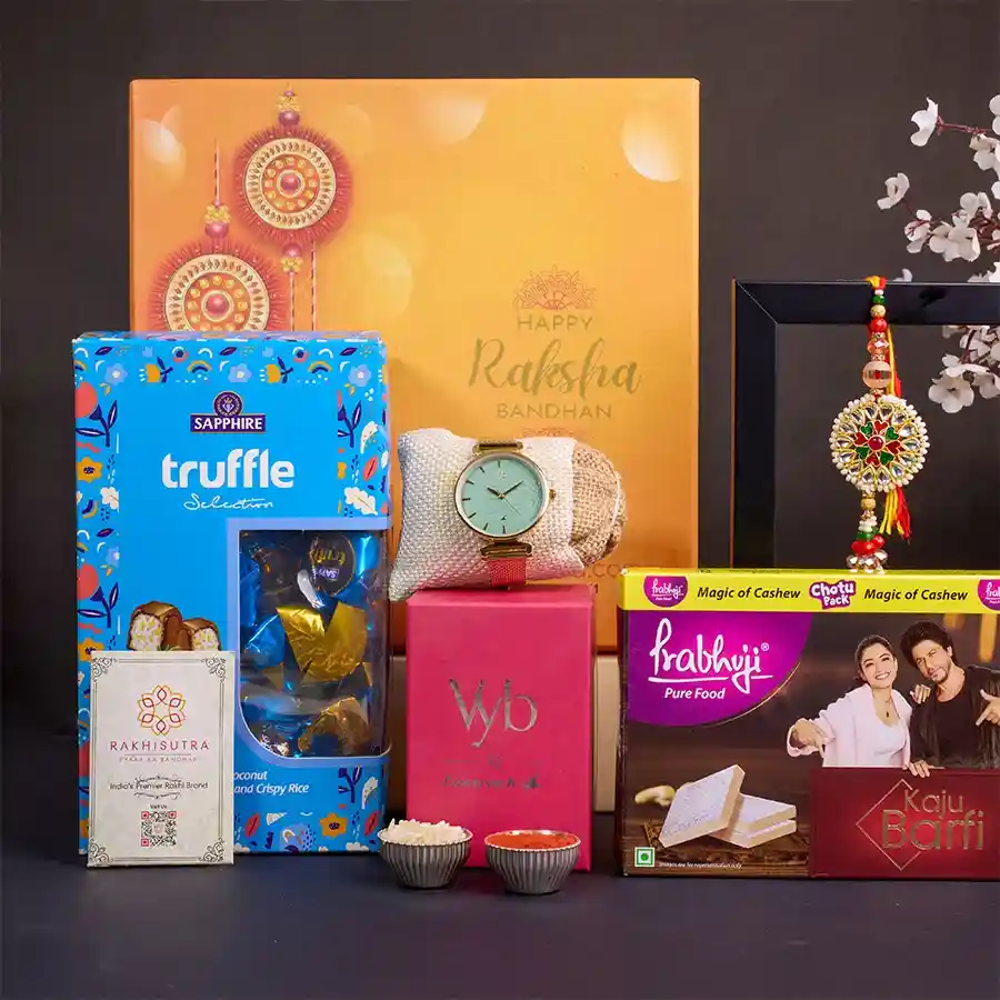 Elegant Watch N Gourmet Treats for Sisters
