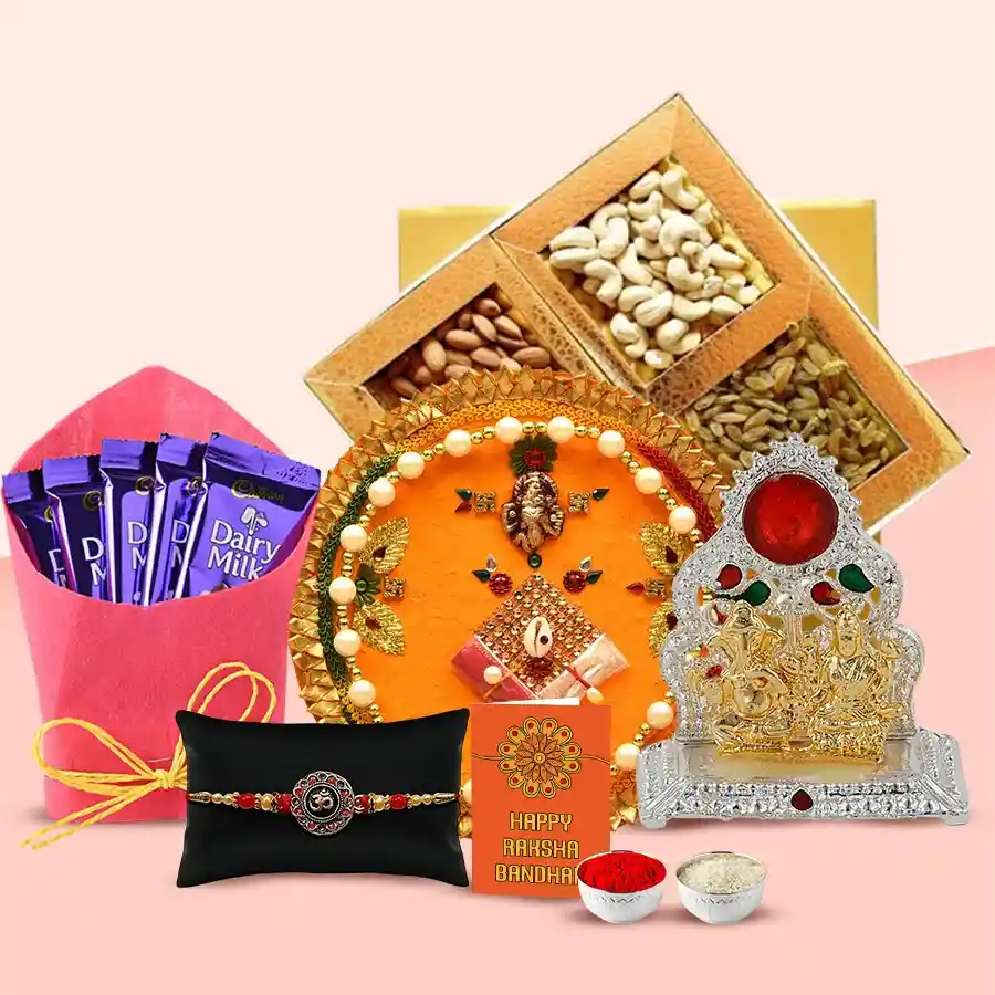 Rakhi Gift of Pooja Thali Dry Fruits N Assortments