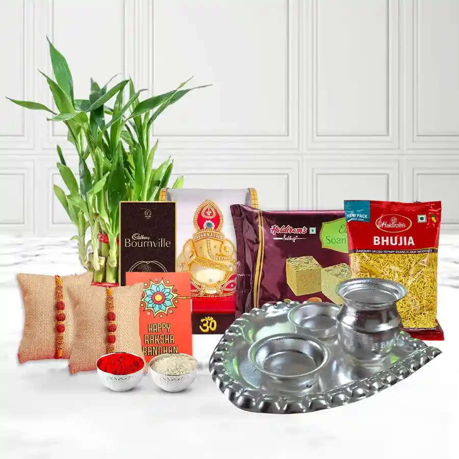 Eco Friendly Rakhi Gift for Good Luck with Sweets n Chocolates