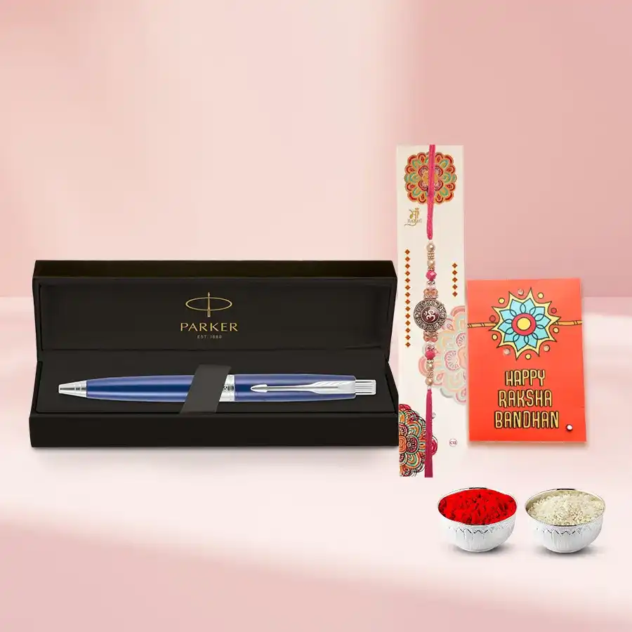 Exclusive Parker Aster Matte Pen with OM Metal Rakhi