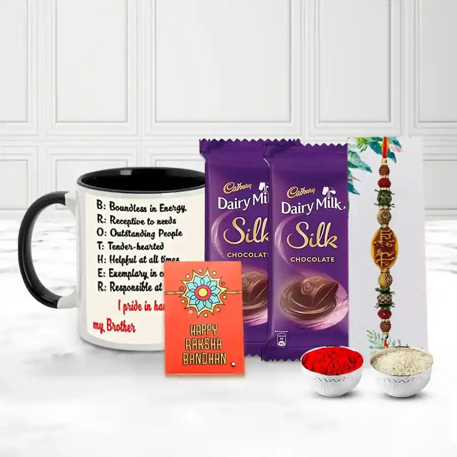Mera Bhai Rakhi with Silk N "BROTHER" Coffe Mug