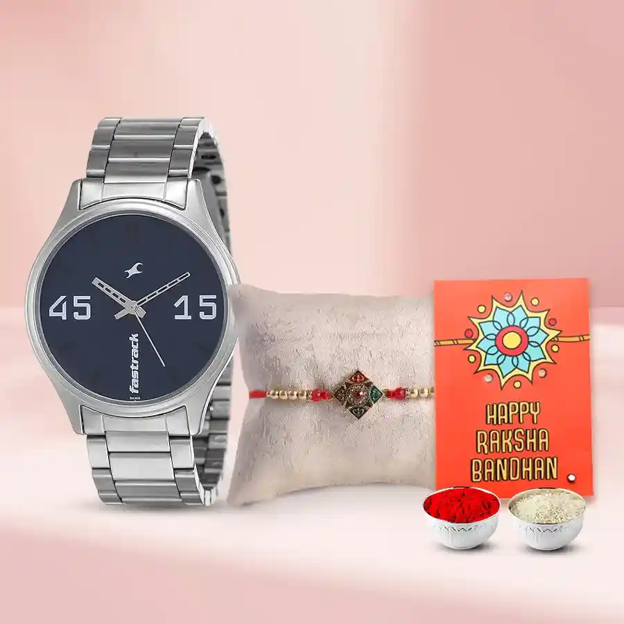 Watch with Fancy Rakhi N Rakhi Card