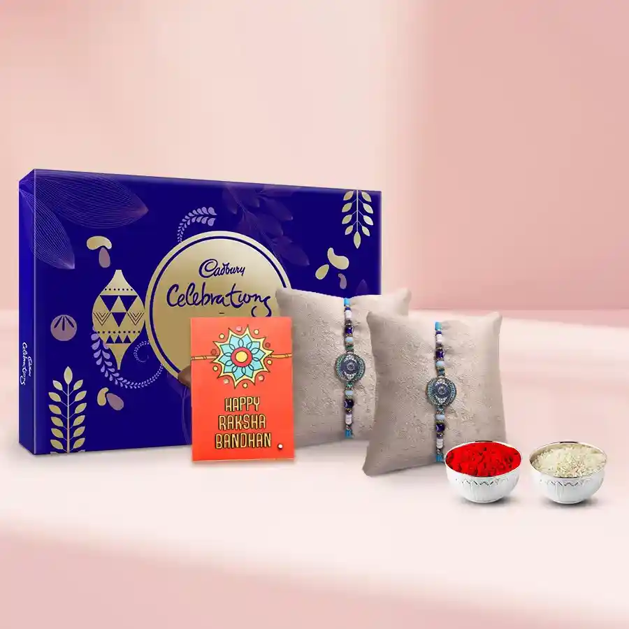 Cadburys Premium Selection Chocolates with Twin Evils Eye Rakhi