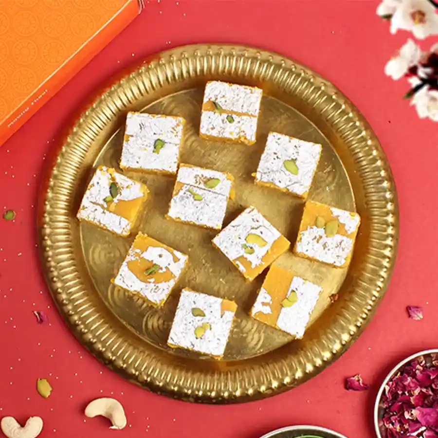 Enticing Mohan Thal Mithai by Kesar