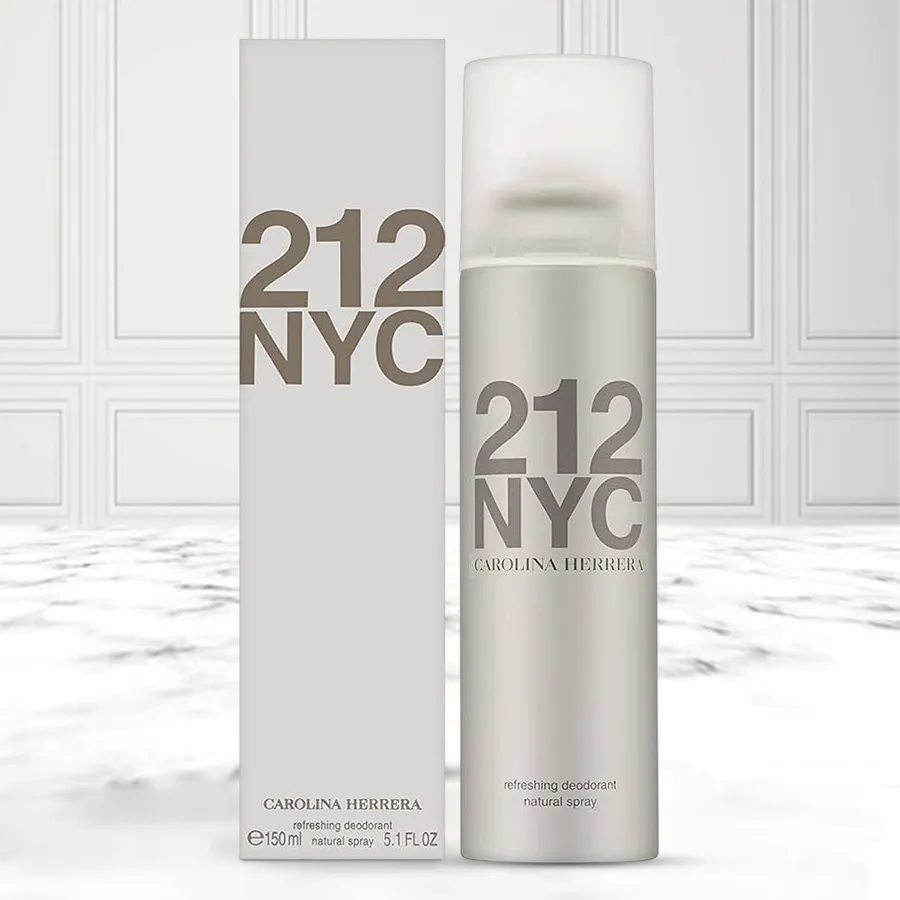 Carolina Herrera 212 NYC Deodorant Spray for Her, 150 ml, elegantly packaged, ideal for women, made in Spain. Perfect for gifting and personal use.