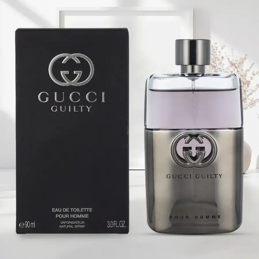 GUCCI Guilty Eau De Toilette for Him with Lindt 80% Dark Chocolate Bar gift set.