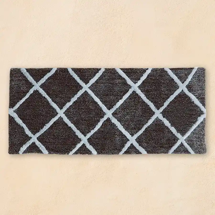 Cozy Modern Shaggy Runner in brown, 50 x 150 cm, antiskid and washable fabric.