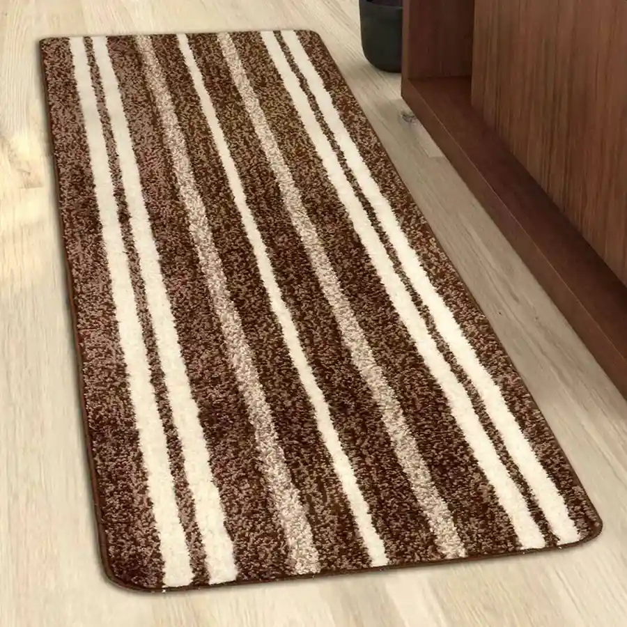 Cozy Anti-Slip Bedside Runner in brown microfiber, 50 x 180 cm, designed for safety and comfort in any bedroom setting.