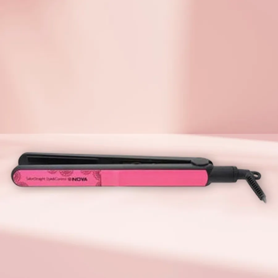 Sleek Nova Hair Straightener designed for women, featuring quick heating and snag-free styling for professional results.