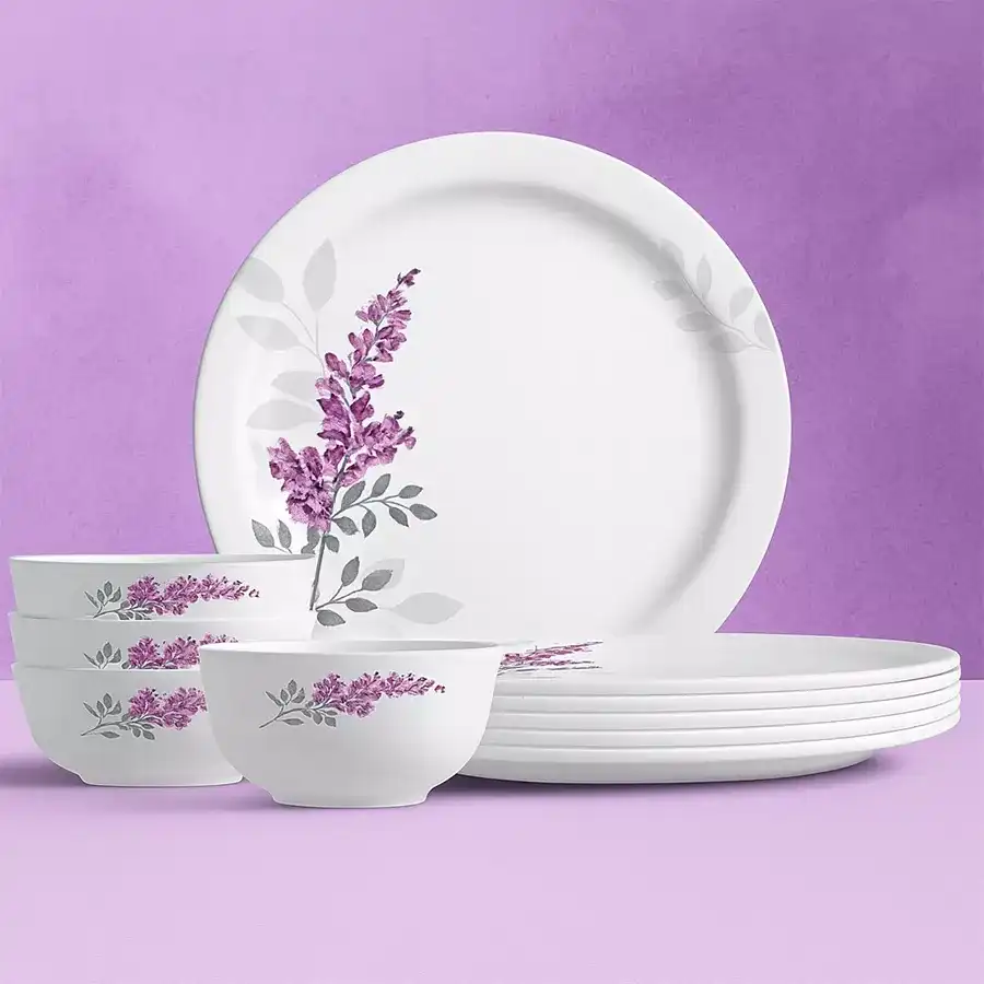 Milton Vibrant Melamine Dinner Set, featuring colorful plates and bowls for stylish dining. Perfect for gatherings and everyday use.