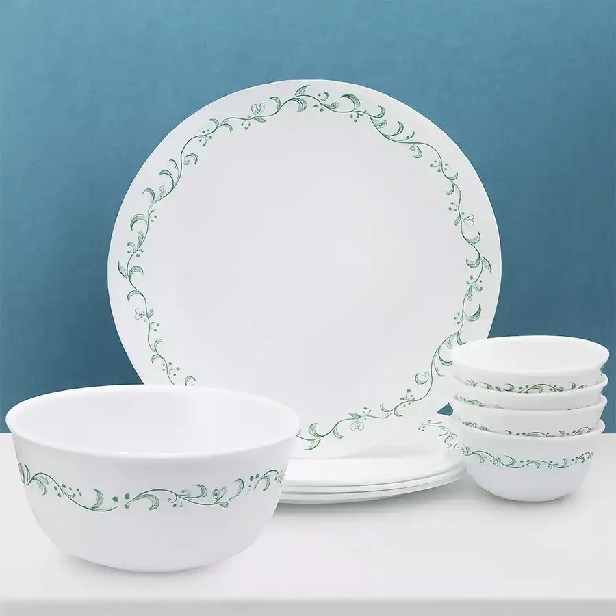 Beautiful Corelle Country Cottage Glass Dinner Set featuring 9 vibrant and durable pieces, perfect for stylish dining and gifting.