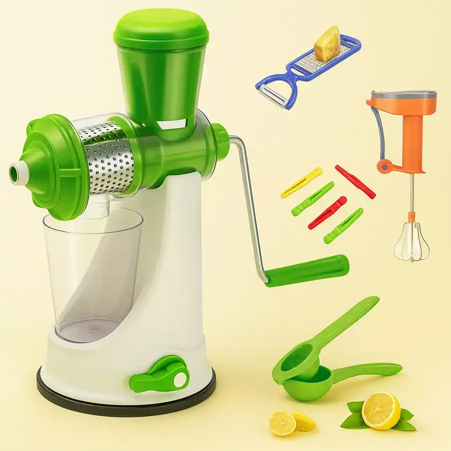 Vibrant Redfam Hand Juicer for making fruit shakes and smoothies, designed in multicolor plastic for cheerful juicing.
