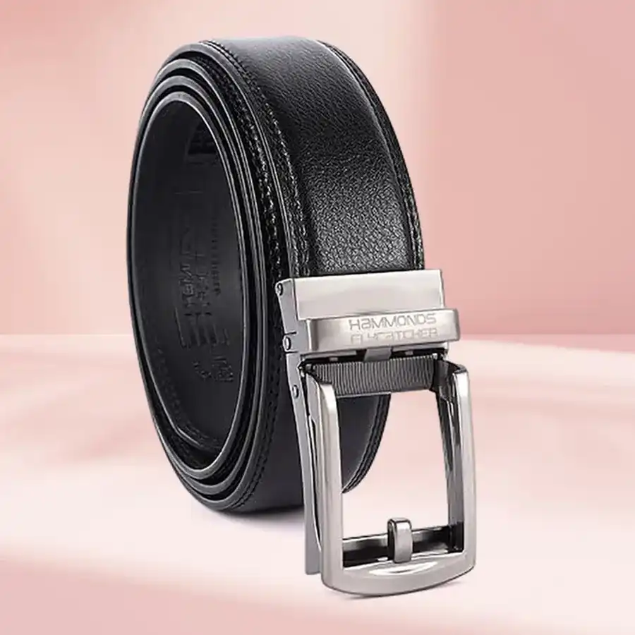 Stylish Men's Asphalt Black Autolock Belt made from premium leather.
