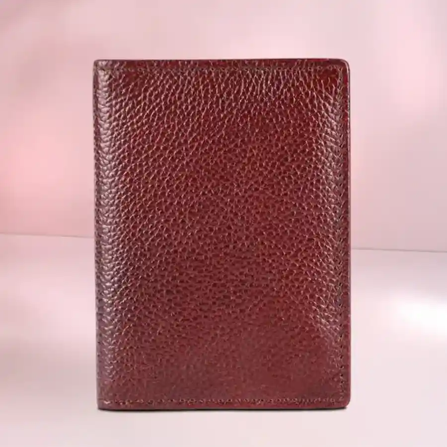 Classic Brown RFID Protected Trifold Leather Wallet for men with 5 card slots, crafted from premium leather.