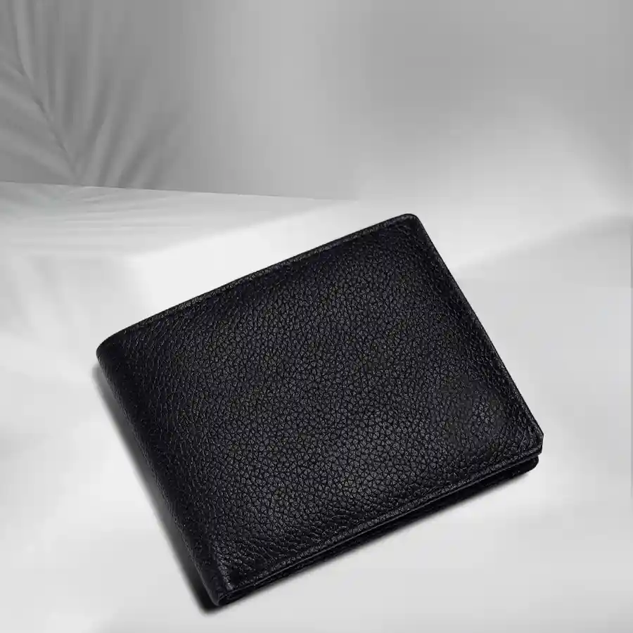 Sleek RFID Leather Bi-Fold Wallet for men in black, featuring 5 card slots and RFID protection.