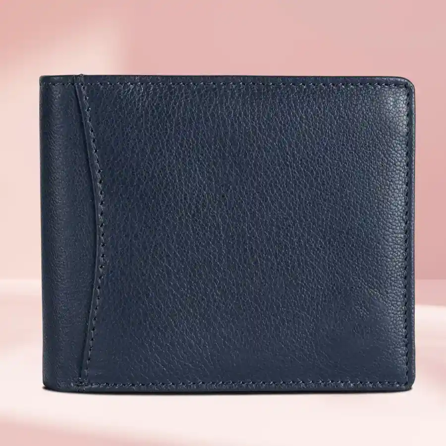 Sleek graphite grey RFID protected wallet for men with 6 card slots.