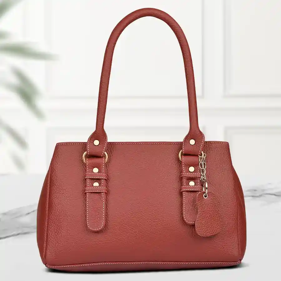 Fostelo Faux Leather Maroon Handbag for women and girls, showcasing its chic design and practical compartments.
