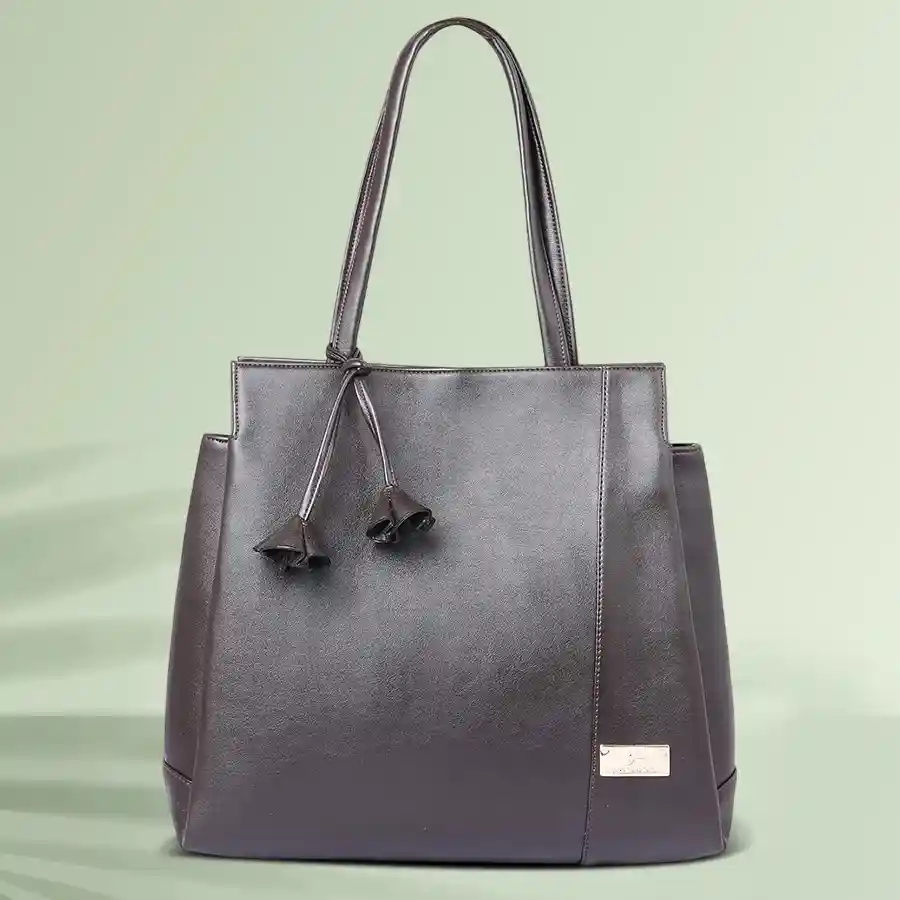 SXF SPEED X FASHION Classic Women Handbag in tan, featuring three pockets with zipper and magnet snap closures.