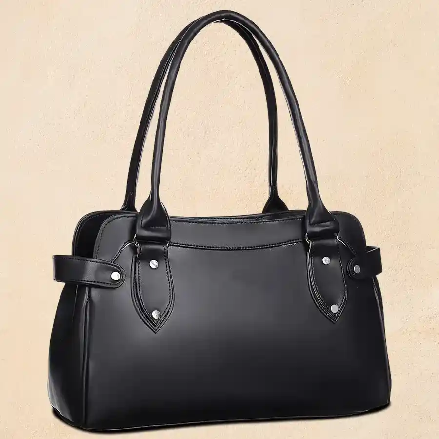 Stylish black twin partition shoulder bag for women, made from PU.