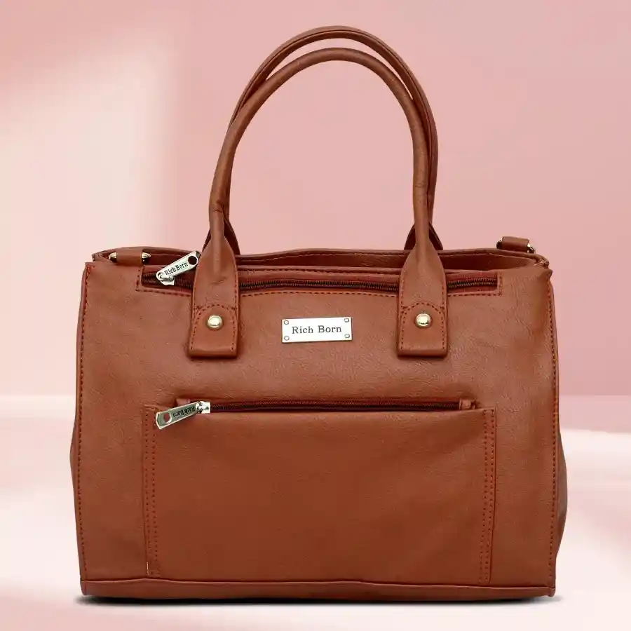 Chic brown quilted shoulder bag made of PU leather with two chambers.