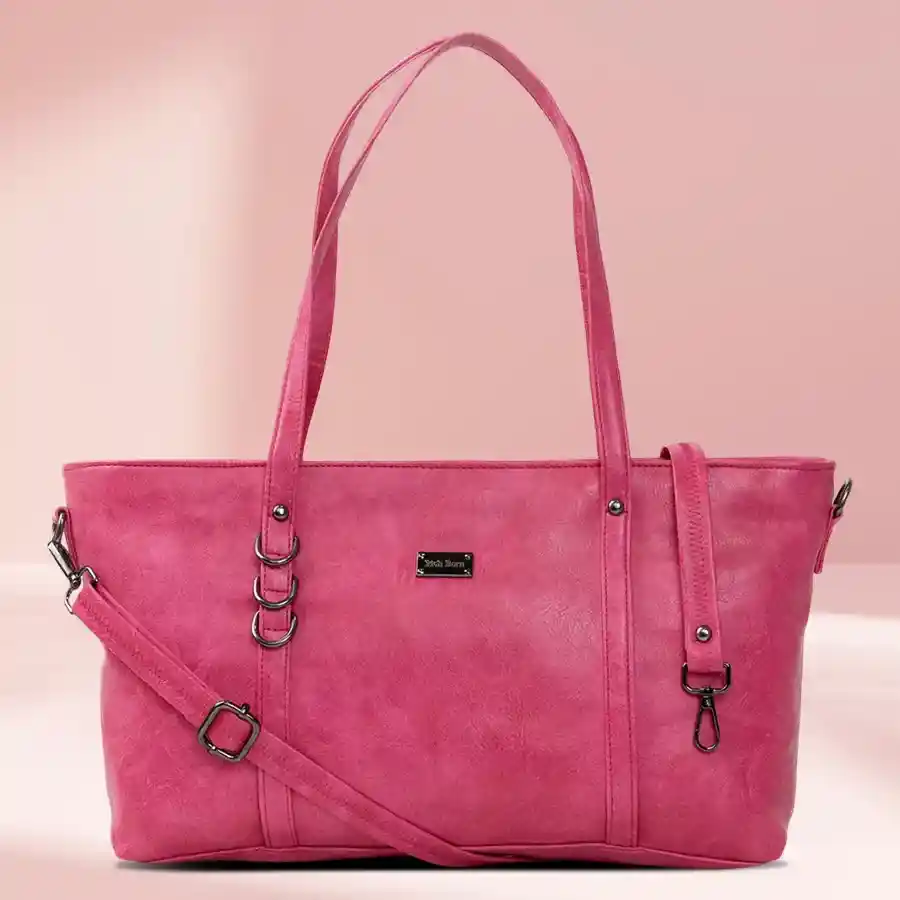 Classy Pink Vanity Bag for Her by Richborn, featuring faux leather and two spacious chambers.