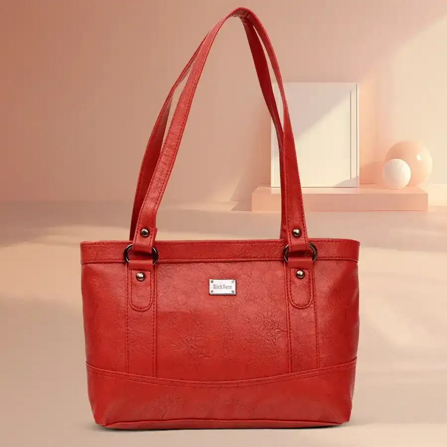 Stunning cherry red Classic Ladies Vanity Bag with two chambers and front zip.