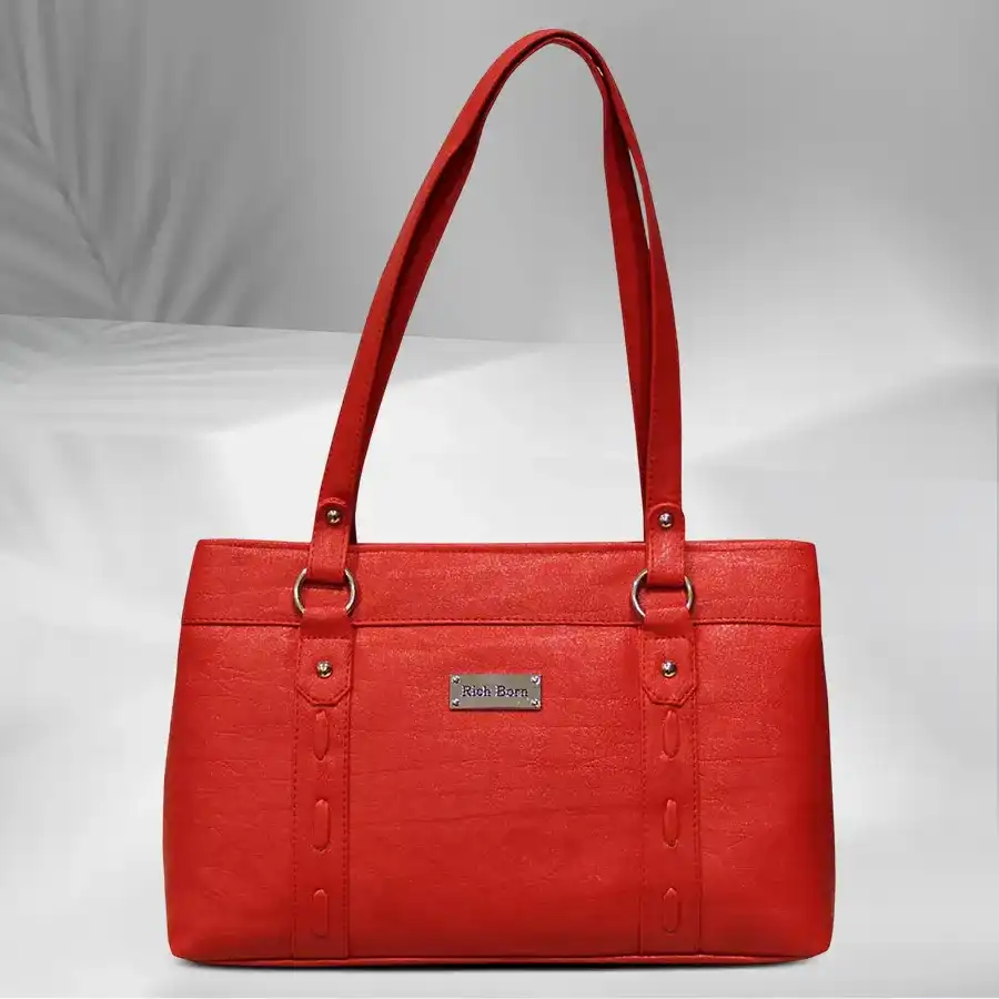 Stylish Radiant Red Richborn Vanity Bag made of faux leather, featuring two chambers and a front zip, ideal for elegant outings.